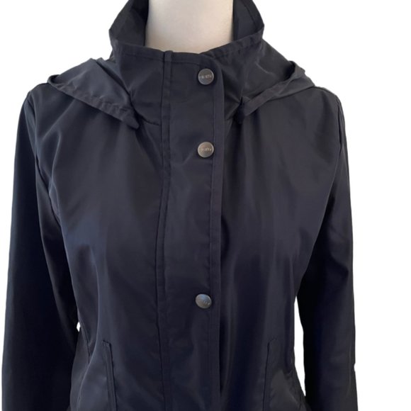 DKNY black trench coat / raincoat  with detachable hood Size Small - Picture 4 of 7